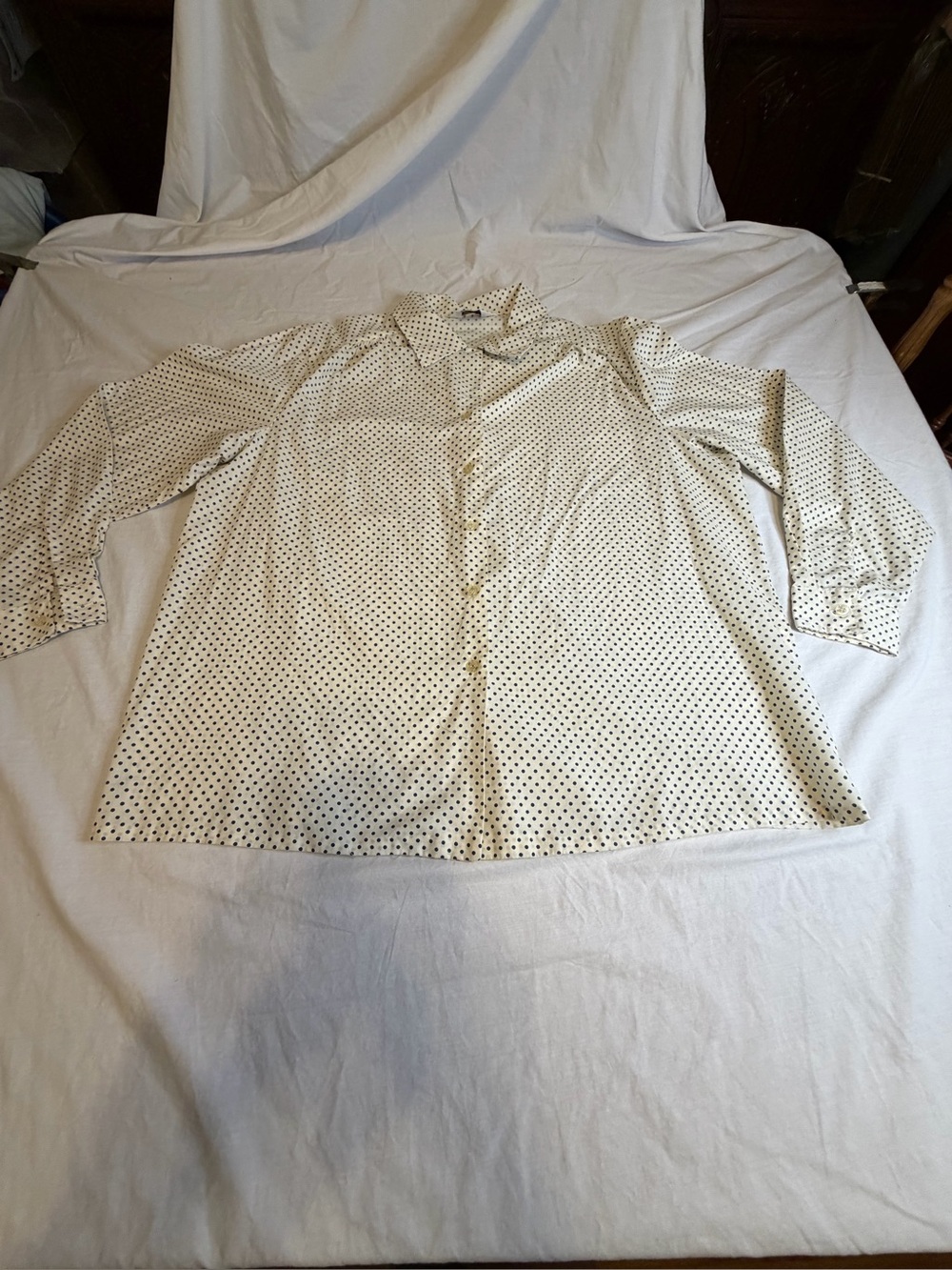 Vintage "Classic Shirt" from the 1970s or 1980s features a black polka
